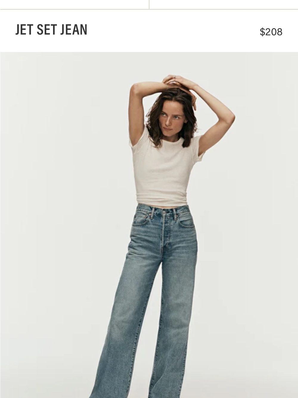 Buck Mason Jet Set High-Rise Wide Leg Jeans in Light Blue